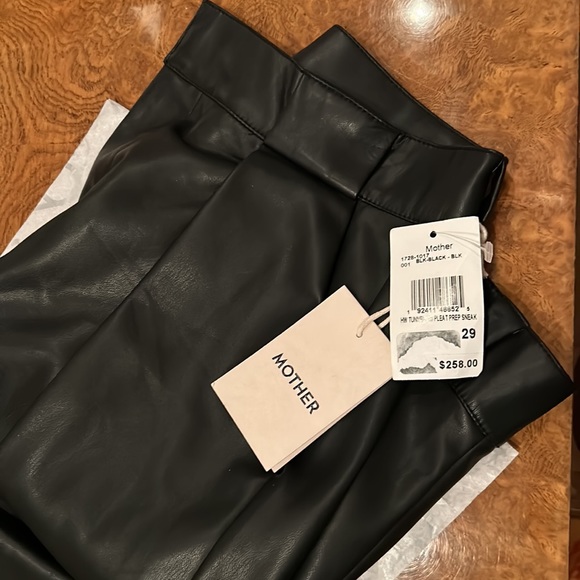 MOTHER Faux Leather High Waisted Tunnel Vision Pleated Prep Pants NWT sz29 - Picture 7 of 7